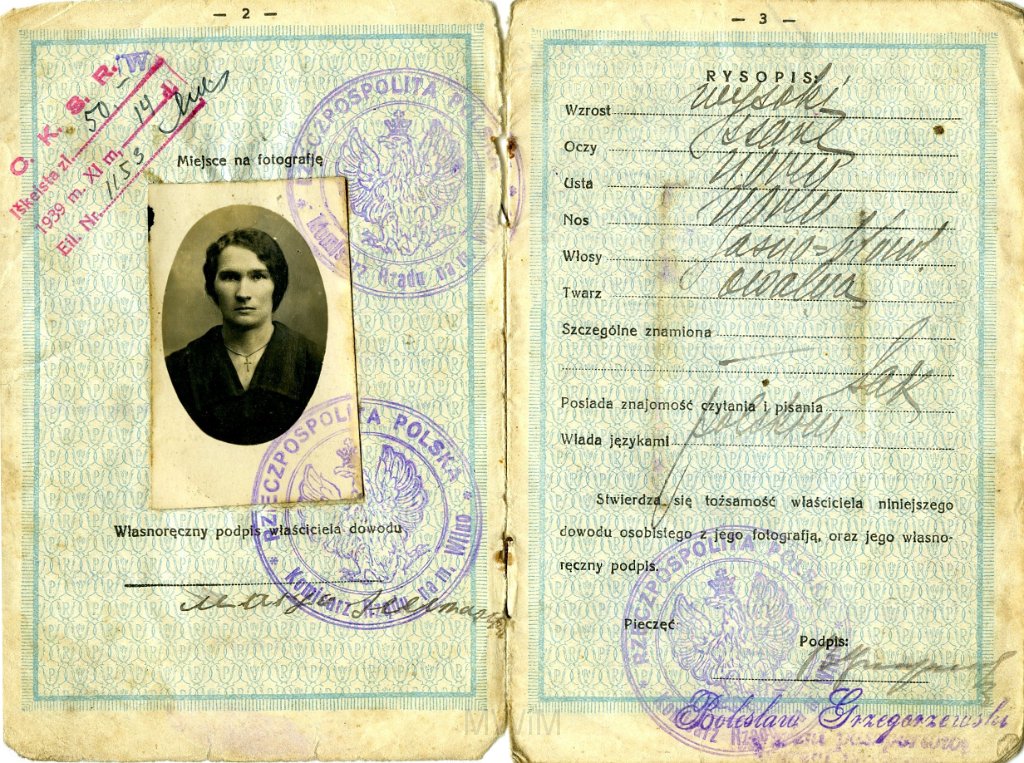 KKE 4601-2.jpg - Dok. Dowód Osobisty. Maria Siemaszko (z domu Sakowicz, ur. 1887 r.), Wilno, 30 V 1927 r.